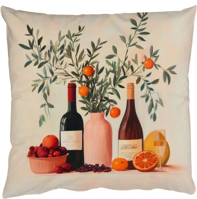 Sierkussens - Kussentjes Woonkamer - 50x50 cm - Wijnflessen - Takken - Sinaasappels