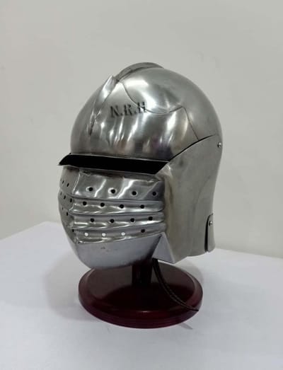 Middeleeuwse Helm - Ridder Hoofddeksel - Historische Re-enactment - Met Binnenvoering - 8X9X26 Inch - Chroom