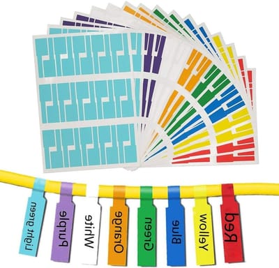 Kabelmarkering met 8 Kleuren, 16 Vellen en 480 Waterdichte, Zelfklevende Labels voor Universeel Gebruik