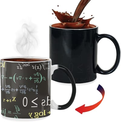 Creatieve kleurveranderende mok met wiskundige formules, hittegevoelig voor koffie en thee, uniek cadeau voor mannen, jongens en meisjes