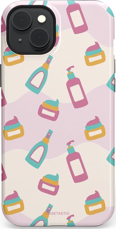 Casetastic Hoesje Geschikt voor Apple iPhone 15 Plus Magsafe - Stijlvolle Beschermende Duo-layer Case - Bubbels & Borstels - Clean Girl - Makeup