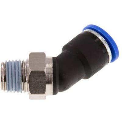 10mm x R1/4'' 45 graden L-verbinding Messing/PA 66 Insteekfitting Buitendraad NBR [2 Stuks]