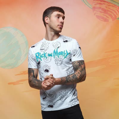 Rick and Morty Faces all-over-print t-shirt - Wit - XXL
