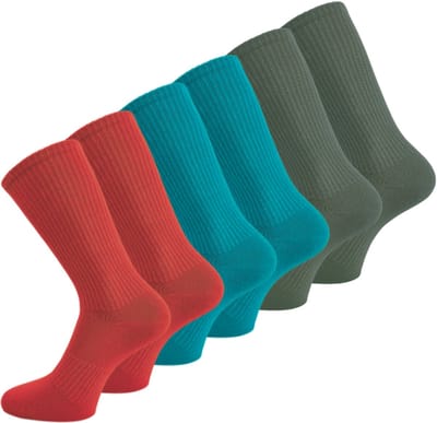 6 paar Katoenen damessokken - Naadloze sokken - Rood/Turquoise/Groen - Maat 35-38