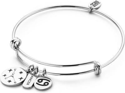 CO88 Collection Zodiac 8CB-90273 Stalen Armband met Hangers - Sterrenbeeld Kreeft - One-size - Zilverkleurig
