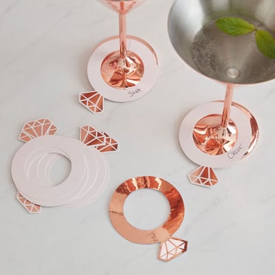 Ringen rose gold als glasmarker - 10 stuks