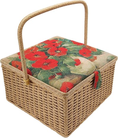 Naaimand Opbergdoos - Naaikist Naaigerei - Hobby Benodigdheden Organiseren - Verwijderbare Lade - 38 x 38 x 21 cm - Houtkleur