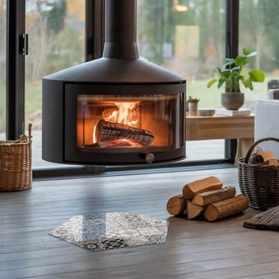 Coloray Vloerplaat Houtkachel - Plaat onder Houtkachel - 40 cm x 34 cm - Kachel Onderplaat - Zwart Vloerplaat Kachel - Vloerplaat Voor Kachel - Onderplaat Kachel - Houtkachel Vloerplaat - Plaat Kachel