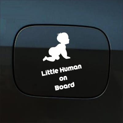 Bumpersticker - Little Human On Board - 10 X 15 - Wit