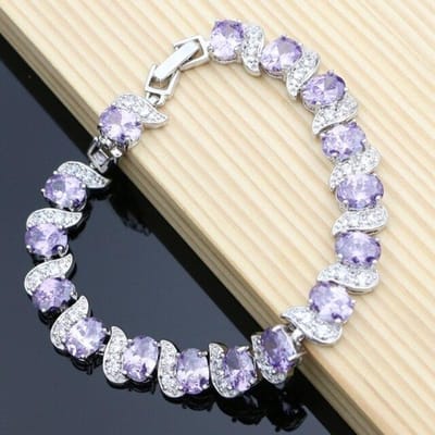 Regenboog Mystiek Zirkonia Witte Kristal Zilverkleur Sieraden Bedel Armband Voor Dames gray