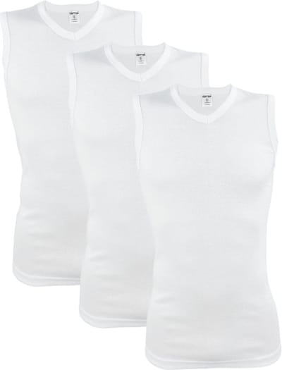 3 stuks SQOTTON A-shirt - V-hals - mouwloos - Wit - Maat S