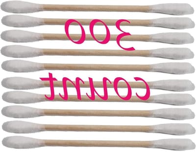 Katoenen Swabs - Houten Stokjes - Cosmetische Toepassingen - 100% Biologisch Katoen - 300 Stuks - Wit