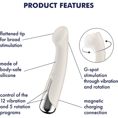 Satisfyer Spinning G-Spot 1 | 16,5 cm | G-spot vibrator | 12 tril- en 5 rotatieprogramma's | Programma's kunnen afzonderlijk worden bestuurd | Oplaadbare batterij | Waterdicht (IPX7)