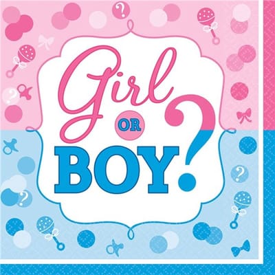 16 Gender Reveal servetten 33cm