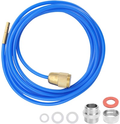 Dailygoods - Hogedruk buisreiniger, buisreinigingsslang voor waterkraan, 3 meter lang, afvoerreinigingsslang met messing mondstuk en afdichtingen voor M22 M24 en 1/2 inch buizen, blauw