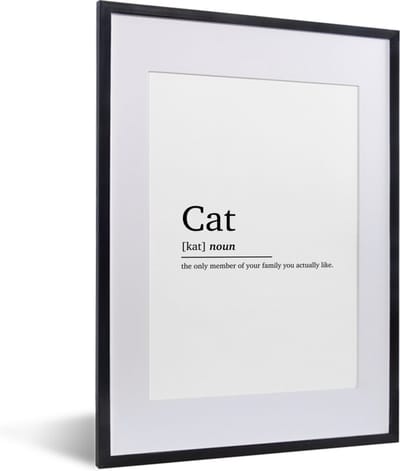 Fotolijst incl. Poster - Quotes - Kat definitie - Cat - Spreuken - Woordenboek - 30x40 cm - Posterlijst
