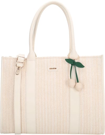 Charm London Bermondsey Shopper - Schoudertas - Rietlook - A4 - Dames - Tote Bag - Dames Tas - Crème