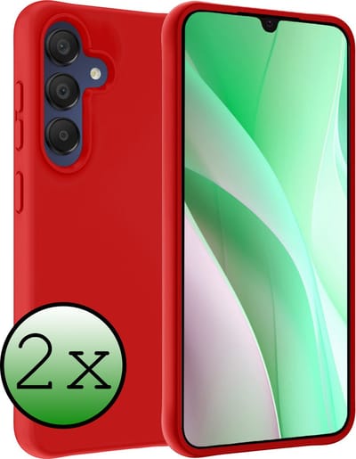 Hoesje 2 Stuks - Geschikt voor Samsung Galaxy A15 - Sterk & Shockproof - Case Siliconen - Back Cover - Telefoon Hoes - Rood