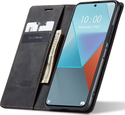 Hoesje geschikt voor Xiaomi Redmi Note 13 Pro - Book Case Leer Slimline Zwart