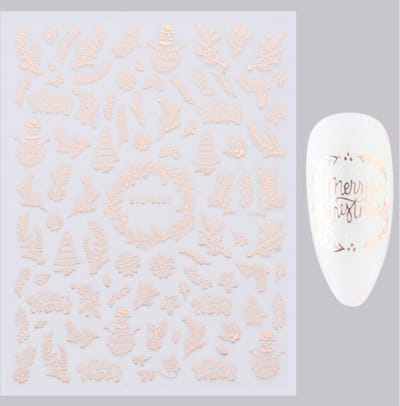 Cabantis Nagelstickers - Nail art stickers - Nagels - Nagelstickers velletjes - Stickers nagelstudio - Nagelstickers Kerst - Kerst Decoratie - 1 vel - Roze Goud