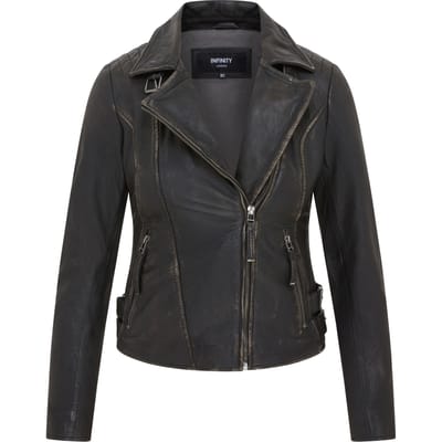 Zwart leren Brando bikerjack voor dames - Finnsnes