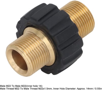Dailygoods Hogedrukreiniger Adapter - Messing Verbinding - 5000 Max - M22 Connector - Vervangende Onderdelen - Geschikt voor Hogedrukreinigers