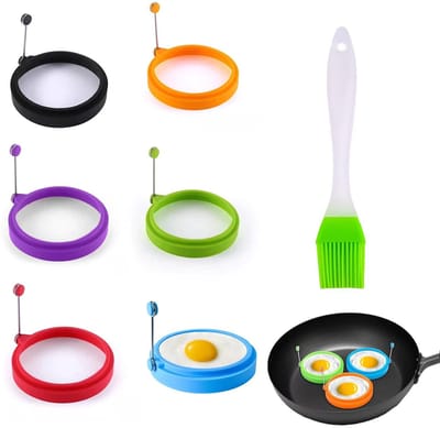 Dailygoods- Eigring 10cm - 6 Stuks - Silicone Antislip - Hittebestendig - Omeletvorm - Geschikt voor Hamburger Patty - Eivormpje