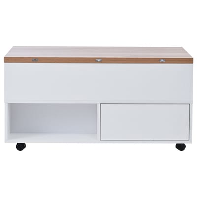 Salontafel - Verstelbaar - Met Wielen - Wit-Eiken - 100x50cm