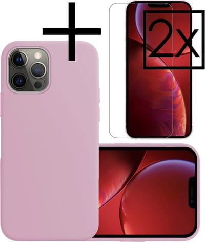 Hoesje - Met 2x Screenprotector - Geschikt voor Apple iPhone 14 Pro - Sterk & Shockproof - Back Cover - Siliconen Case - Telefoon Hoes - Lila