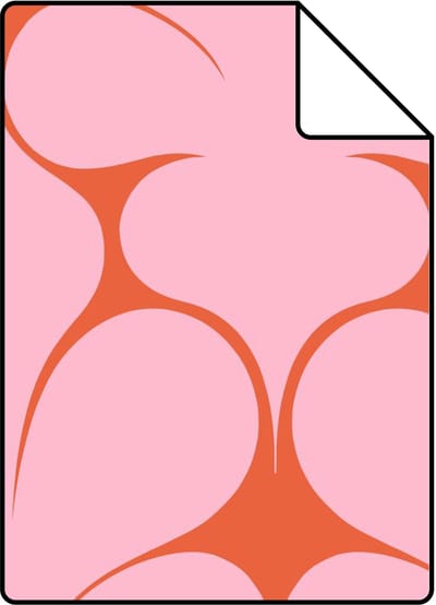 Proefstaal ESTAhome behang retro ornamenten roze en rood - 26.5 x 21 cm - 131564-S