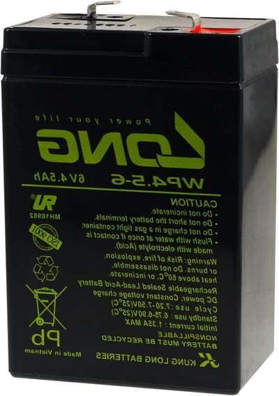 Vervangende Batterij - Accu Energiebron - Apparaten Voeden - Loodzuur Techniek - 6V 4.5Ah - Zwart
