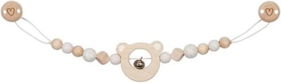 Kinderwagenketting Hout - Speelgoed met Clips - Baby Bezig Houden - Handgemaakt in Duitsland - 40 cm - Natuurlijk
