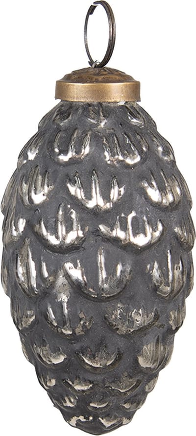 Clayre & Eef Kerstbal Overig Ø 6 cm Zwart Zilverkleurig Glas Kerstballen