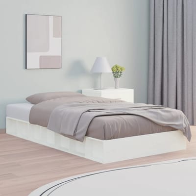 vidaXL - Bedframe - massief - hout - wit - 75x190 - cm
