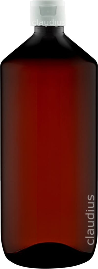 Lege Plastic Fles Apothekersfles 1 Liter PET Amber bruin - met witte klepdop - set van 10 stuks - navulbaar - leeg