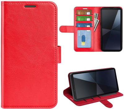 MobyDefend Hoesje - Geschikt voor Sony Xperia 10 VI - Wallet Book Case (Sluiting Achterkant) - Rood