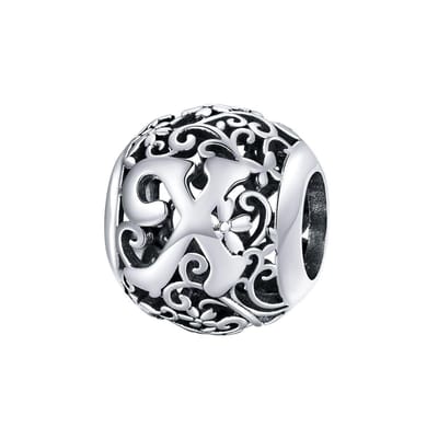 Letter X romantisch bedel | bedels voor armband | alfabet bead | Zilverana | geschikt voor alle bekende merken | 925 zilver | moederdag