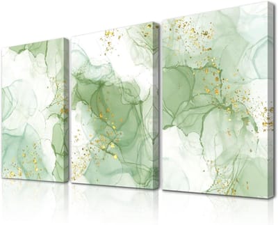 Abstracte Wandkunst Set - Wanddecoratie Set - Woonkamer Decoratie - Canvas Prints - 30x40 cm - Groen Goud