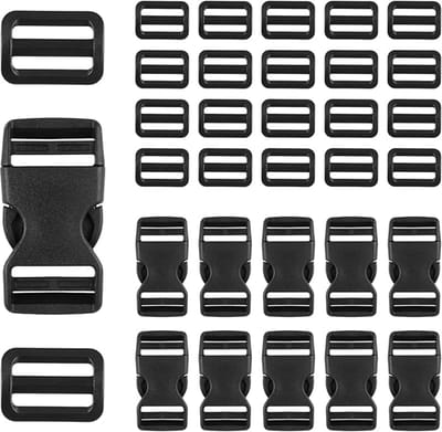 Famanu – 10 Stuks Kunststof Gespen met 20 Clips, 25 mm Steekgespen,Rugzakgespen, Rugzakgespen, Verstelbare Snelsluitgespen, Tassen Accessoires, Gespe voor Bagage, Rugzakken, Canvas Riem,Naaien,Kleding