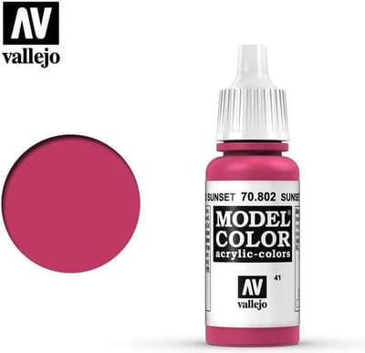 Vallejo Hobbyverf Acrylverf - 70802 Model Color Sunset Red - Acryl Verf flesje - 17 ml