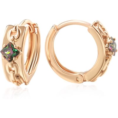 Mode Kleurrijke Natuurlijke Zirconia Oorbellen met Ring voor Vrouwen Roségoud Kleur Mode Feest Dagelijkse Sieraden Accessoires beige