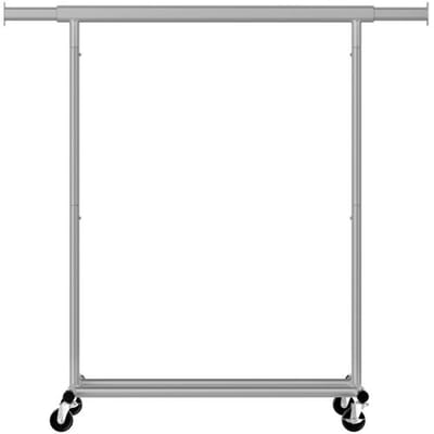 Ochama kledingrek met wielen, verstelbaar kledingrek, zwaar belastbaar voor slaapkamer, eenvoudig te monteren, draagbaar, grijs