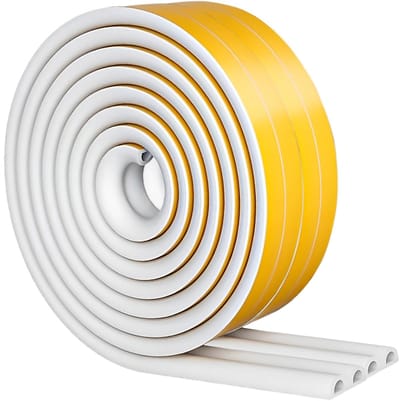 Dailygoods- Tochtstrip zelfklevend 9 mm - Isolatiestrook 5 meter - Tochtstopper - Afdichtingen totaal 20 meter - Schuimtape wit - Voor deur/raam - Isolatietape