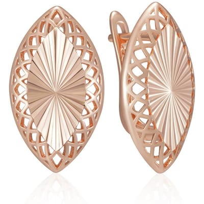 Boucle d'oreille tendance brillante pour femmes Rhombus creux créatif inhabituel Couleur or rose Ethnique Mariée Bijoux vintage beige