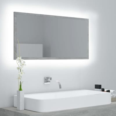 vidaXL - Badkamerspiegel - LED - 90x8,5x37 - cm - acryl - betongrijs