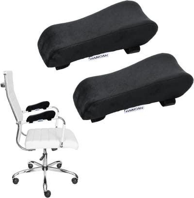 Dailygoods- Armleuningkussens 2 Stuks - Ergonomisch Traagschuim - Bureaustoel Bekleding - Verlicht Pijn - Verstelbare Klittenbandsluiting - Zwart Polyestervezel - Armleuninghoezen