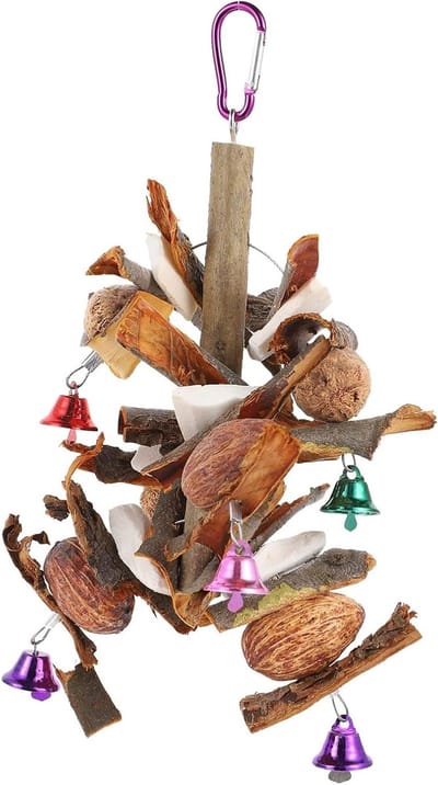Vogel schommel speelgoed - Papegaai kauwspeelgoed - Vogel vermaak - Natuurlijk materiaal - 20 cm - Multicolor