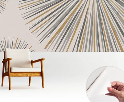 Wallfluent Zelfklevend Behang - Geometrische waaiers Stickerbehang op rol - 250x104 cm - Wit Zelfklevend Behang - Herpositioneerbaar - Voor de woonkamer, slaapkamer en kantoor Zelfklevend Behang