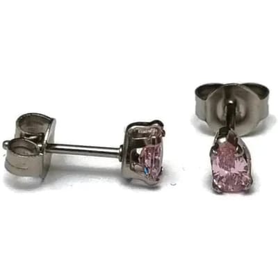 Aramat Jewels | Oorbellen | Zirkonia Druppeloorbellen van Staal | 5x3mm / Roze | |3mm | Staal | Kinderen, Volwassenen | Verkleurd niet