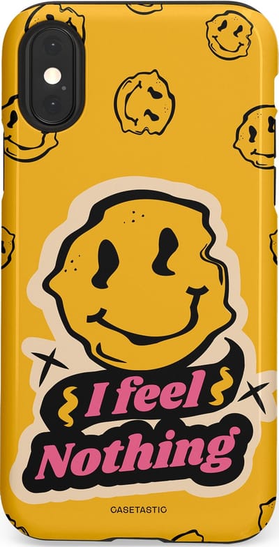 Casetastic hoesje geschikt voor Apple iPhone X / Apple iPhone XS - Dubbellaagse bescherming - Alles is niks - Fashion Case - Okergeel Zwart Zand